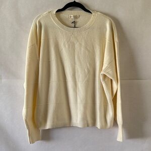 Amenah Cream Ribbed Knit Sweater Sz S Oversized Drop Shoulder Minimalist NWT